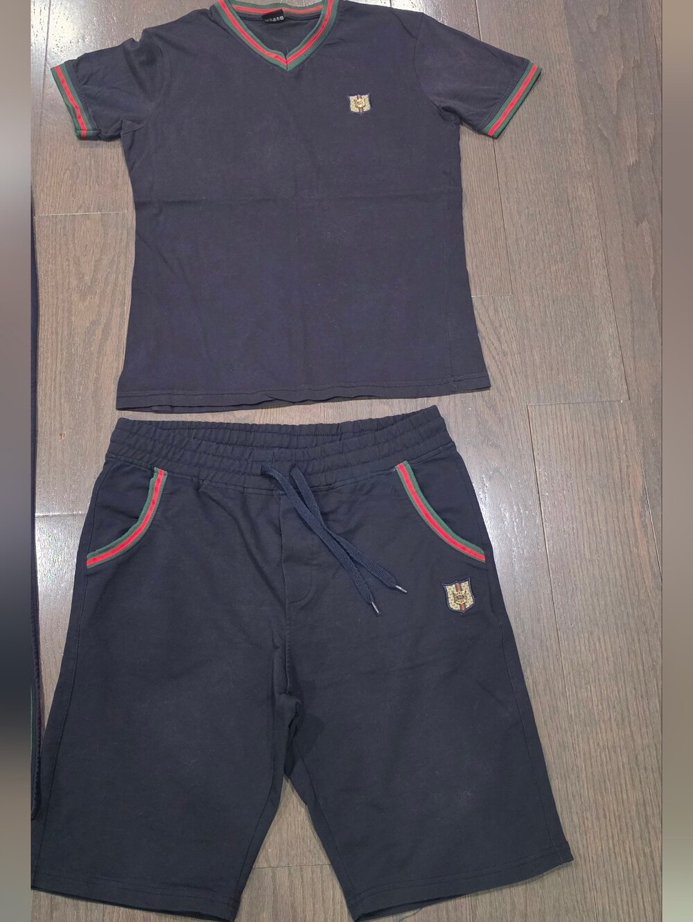 Gucci Navy Shorts with Green and Red Trim
